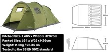 Eurohike Sendero 6 Family Tent Six Berth for Camping - Festivals