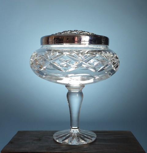 Vintage crystal rose bowl - vintage,