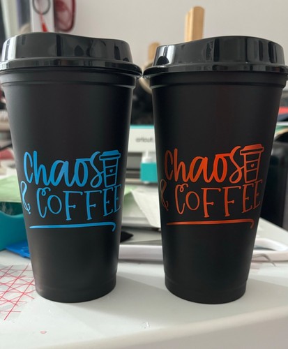 Plastic cups with - plastic, lids