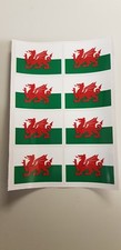 8 Welsh Dragon flags. Race & Rally Car. 50mm x 35mm.