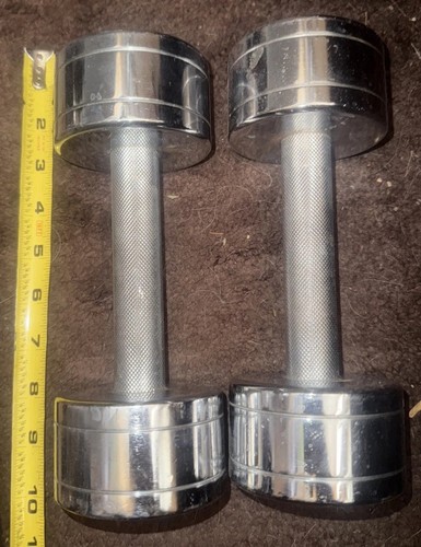 Chrome steel knurled dumbbells - steel,