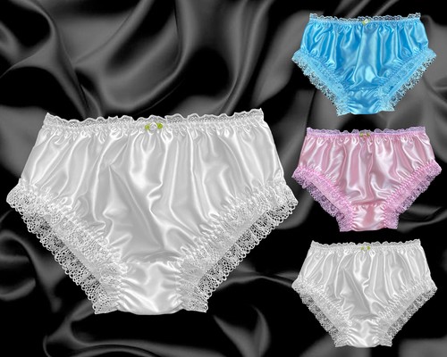White pink satin frilly - pink,