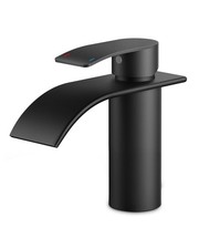 FORIOUS Waterfall Bathroom Taps,Stainless Steel Bathroom Sink Taps with Spout He