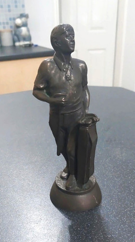 Bronzed cast golfer figurine - cast,