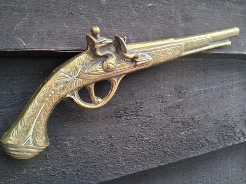 Vintage brass flint lock - brass,