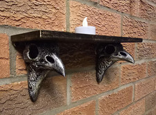 Gothic Raven skull wall shelf