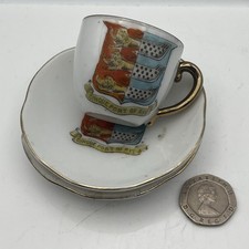 Vintage Crested China-Miniature Tea Cup & Saucers-Rye-Cinque Port-Collectibles