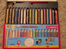 Stabilo Woody Jumbo Pencil Set 18-Pack, 3-in-1 with Sharpener and Paint Brush