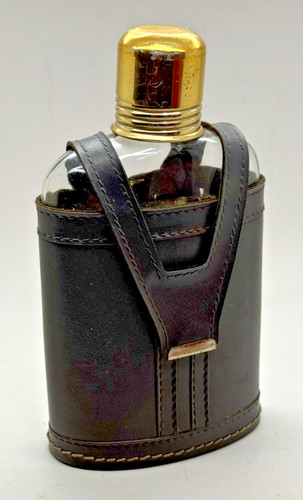 Grey leather wrapped glass hip - grey,