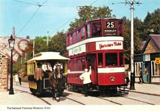 Postcard~ TRAMS, CHESTERFIELD HORSE DRAWN TRAM AND LEEDS CITY TRAM CAR NO. 180