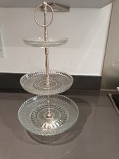 Lisbeth Dahl Glass and stainless steel 3 tier cake stand - Elegant - Good cond