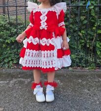Red Spanish Girl  lace Dress Luxury Handmade puffy romany