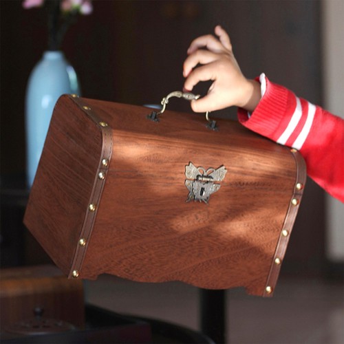 1pc locking piggy bank wooden - locking,