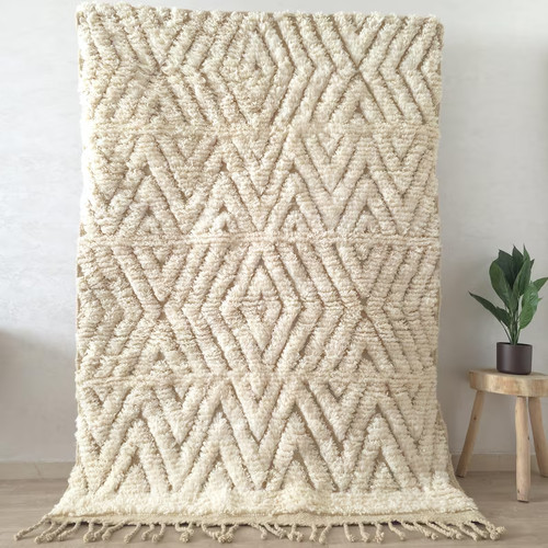 Handmade moroccan wool rug - handmade,