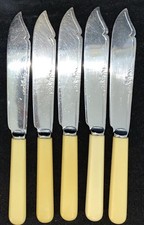 5 Vintage Fish Knives Chrome