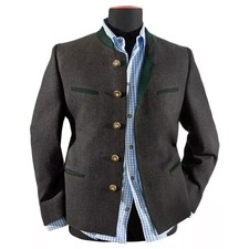 Scottish Men Bavarian Jacket Charcoal Grey Wool Tyrol Loden German Bavarian Coat