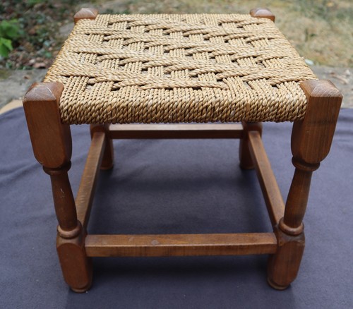 Vintage woven rush stool - vintage,