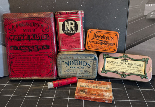 Vintage medicine cabinet tins - vintage,