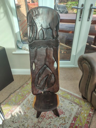 African wooden birthing chair - african,