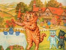 Cats 'tea party on the lawn'