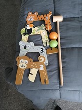 Kids Croquet Golf Toy Set Wooden Animal Garden Outdoor Childrens Play Lawn Games