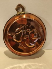 Vintage Rustic Copper Pan/Mould with Brass Handle Fruit/Veg Decor