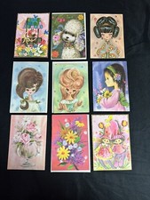 Vintage Greeting Big Eyes Girl