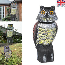 Large Realistic Owl Decoy Deterrent Bird Pigeon Crow Scarer Statue Rotating Head