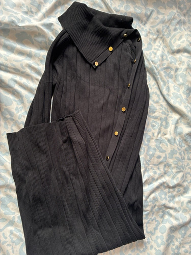 Coast black ribbed knit - black,