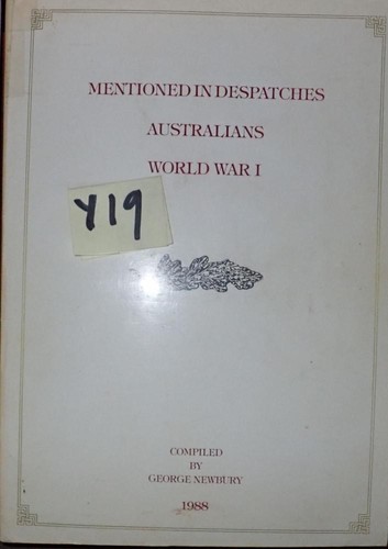 Mentioned despatches - mentioned, in