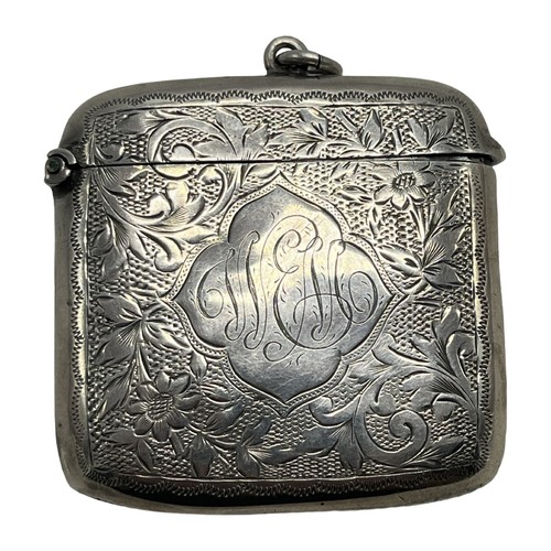 Floral engraved silver vesta - engraved,
