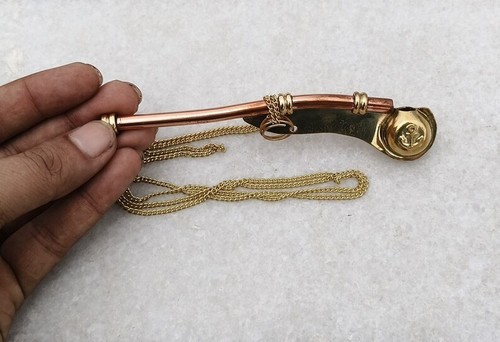 Handcrafted brass bosun pipe - brass,