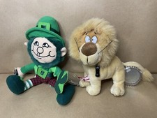 2 Vintage Coca Cola Beanie Soft Plush Toys. English Lion Irish Leprechaun 1999
