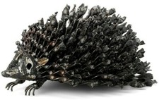 Metal Hedgehog Garden Ornament Sculpture Art - Handmade Recycled Materials 