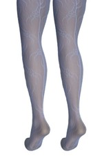 Vintage Mary Quant Seamed Floral Swirl Patterned Tights S/M White