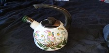 Portmeirion Whistling Tea Kettle Enamel Botanic Garden Rose Floral 