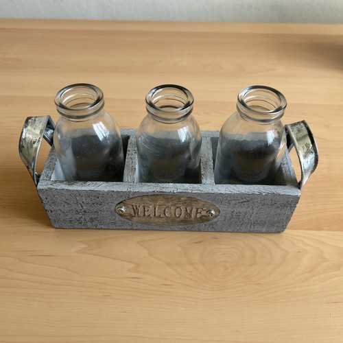 Milk jars wooden tray - milk,