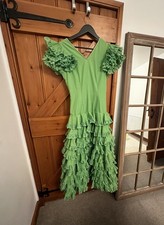Real Genuine Vintage Spanish Flamenco Dress Outfit Costume Green 10
