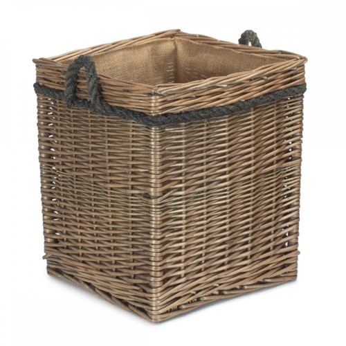 Square willow log basket - square,