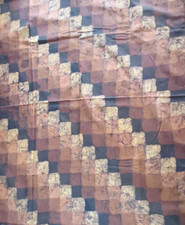 batik fabric wall hanging - Brown squares, 44" W x 106" L, cotton