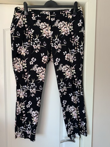 Black floral cropped trousers - black,