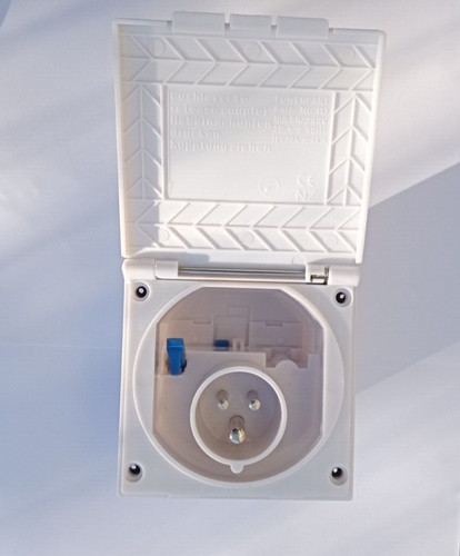Caravan mains hook inlet - caravan, up