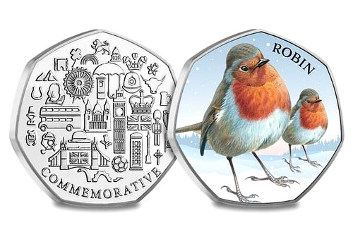 Christmas robin 50p shaped - robin,