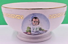 French Vintage Ceramic Café au Lait Coffee Bowl Child in Breton Costume  A2030