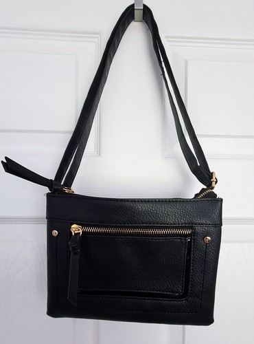 Matalan black zip shoulder bag - black,