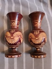 2 VINTAGE TURNED WOODEN VASE