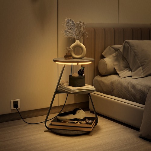 Tier sofa side table led - 3-tier,