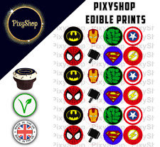 24x Super Hero Cupcake Cake Toppers Decorations Edible Wafer Paper *Pre Cut*