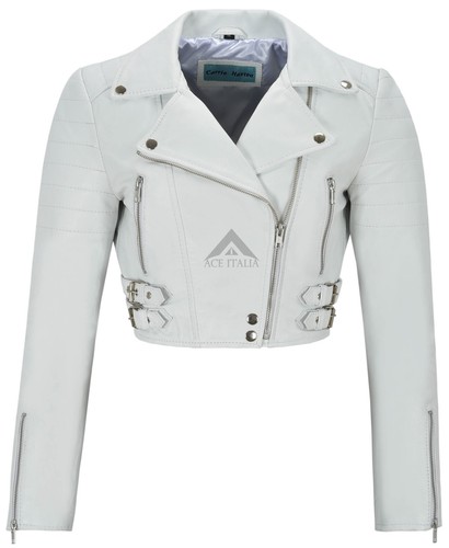 Ladies leather jacket white - ladies,