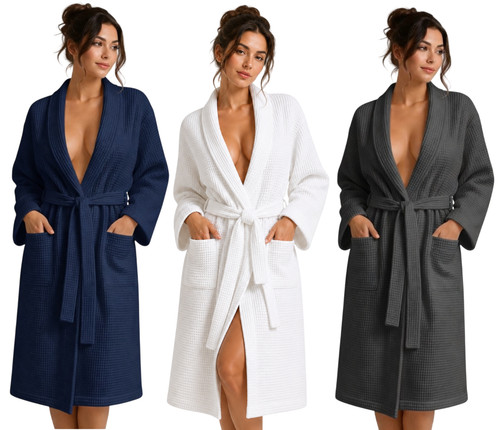 Unisex waffle bath - bath, robe